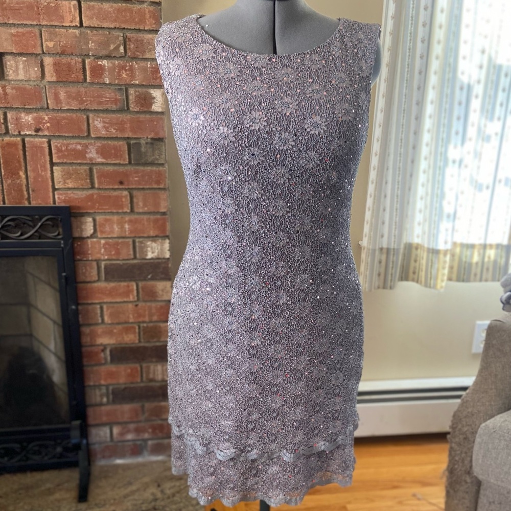 Connected Apparel Gray Sequin dress size 14